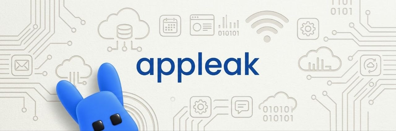A founder researching competitor apps on a laptop, analysing ads, user reviews, and influencer campaigns through a clean dashboard. Modern, minimal design with Appleak’s blue-and-white colour palette.